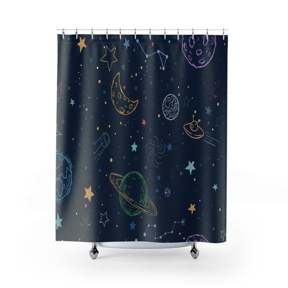 Color Seamless Space Stylish Design 71" x 74" Elegant Waterproof Shower Curtain